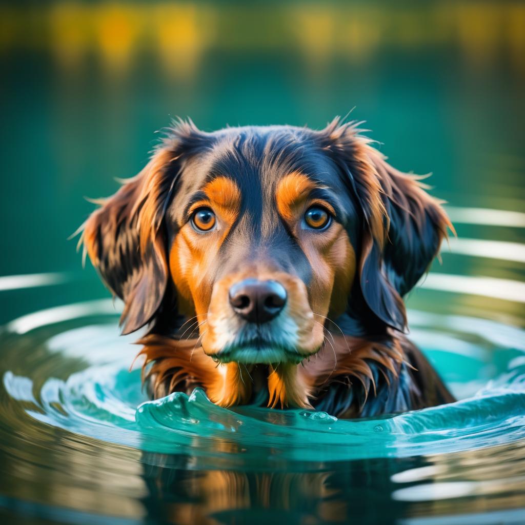 Floppy-Eared Dog Portrait in Water