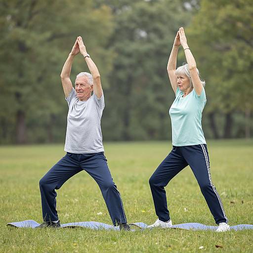 Elderly Couple Exercising Outdoors
