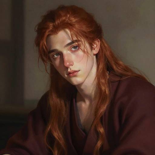 Soft Anime Portrait of Auburn Youth