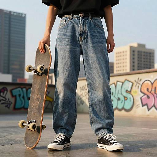 Edgy Urban Boy with Skateboard