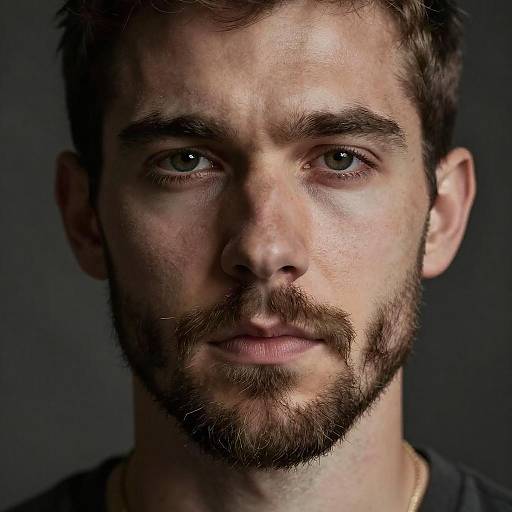 Dramatic Portrait of a Bearded Boy