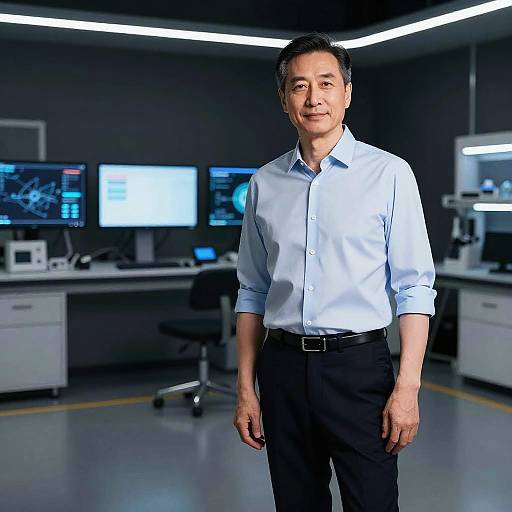 Middle-Aged Man in High-Tech Lab