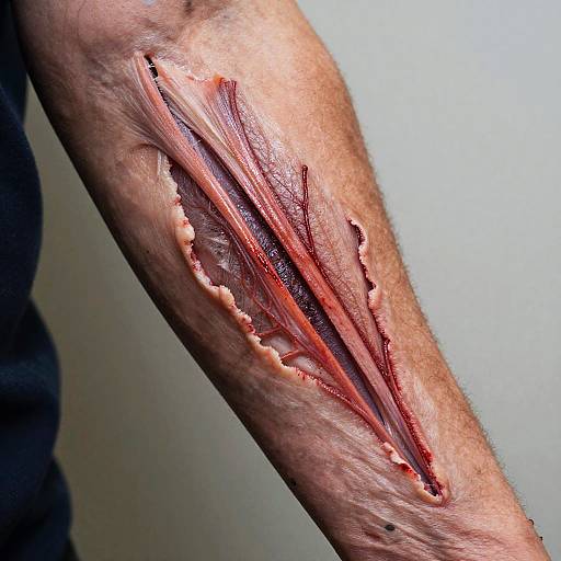 Photorealistic Degloved Skin Trauma Close-Up