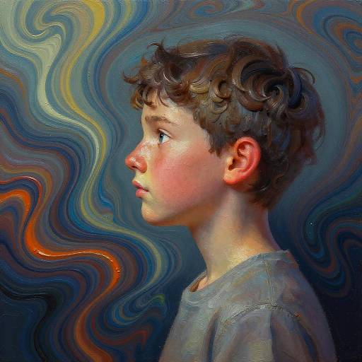 Hyper-Realistic Swirling Boy Profile Portrait