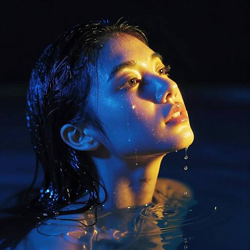 Neon-Lit Futuristic Wet Portrait