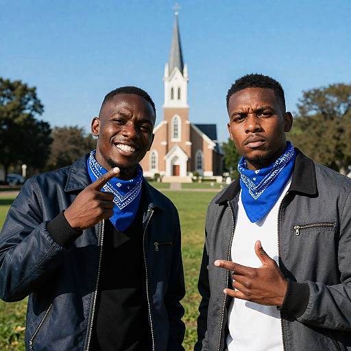 Two Men in a Grassy Park