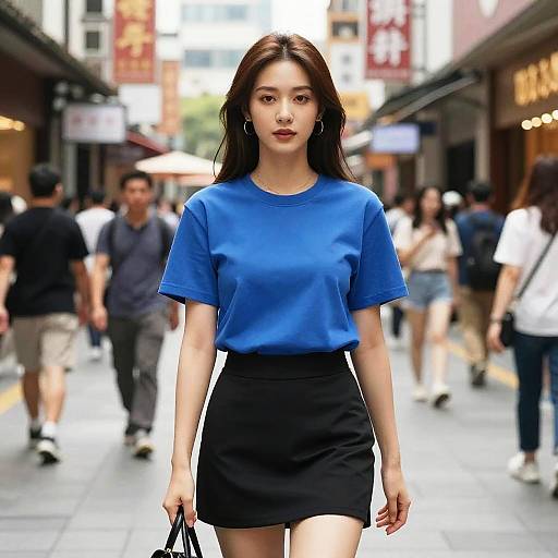 Athletic Woman in Vibrant City Scene