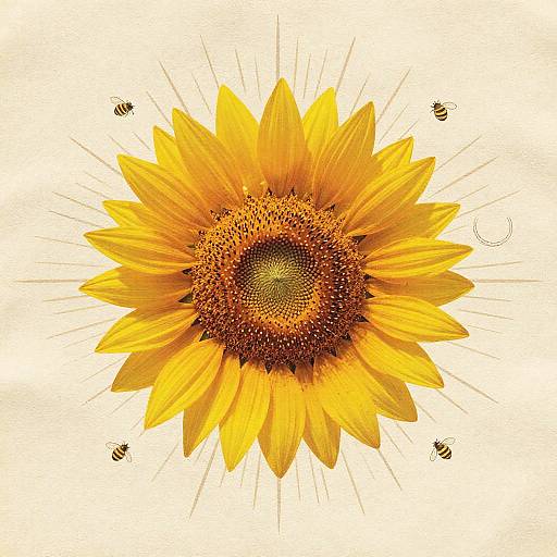 Vintage Yellow Sunflower Botanical Print