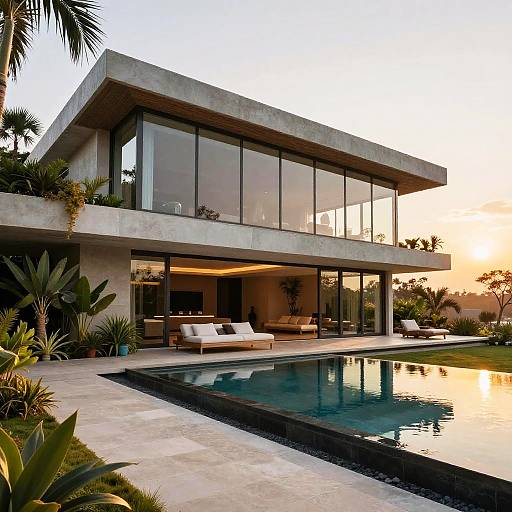 Futuristic Luxury House at Golden Hour