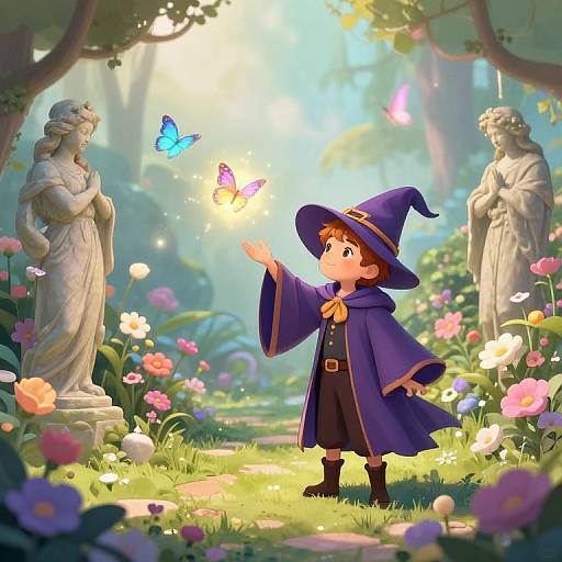 Enchanting Wizard and Luminous Butterflies