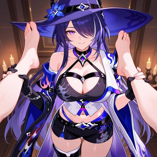 Fantasy Sorceress Holding Bare Feet