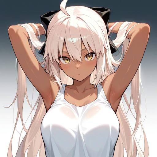 Elegant Dark-Skinned Heroine with Long Hair
