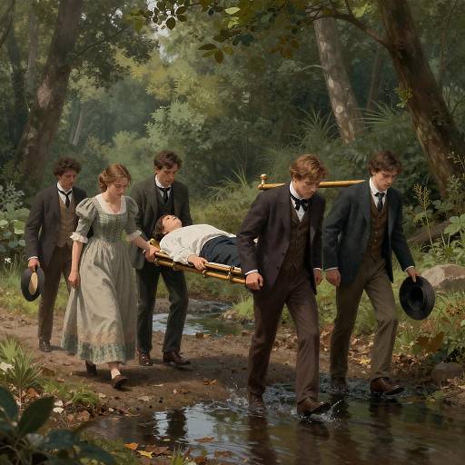 19th Century Forest Scene with Stretcher