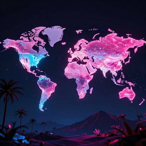 Neon Futuristic World Map Design