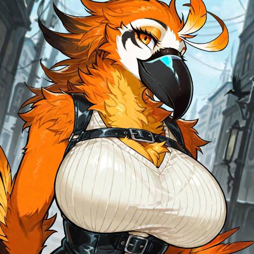 Stylized Toucan Girl with Unique Apparel