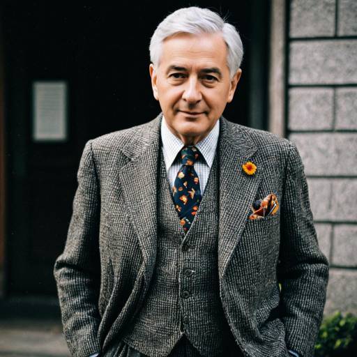 Elderly Man Cosplay in Tweed Suit