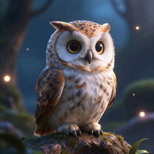 Magical Owl in Enchanted Forest
