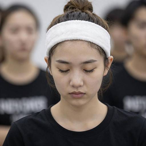 Young Woman Meditating with Headband