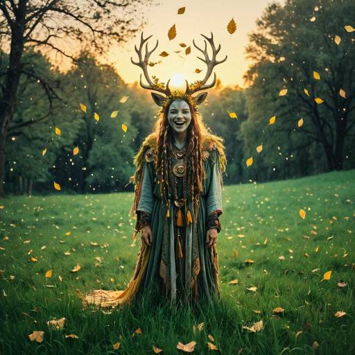 Whimsical Forest Spirit in Sunset Glow