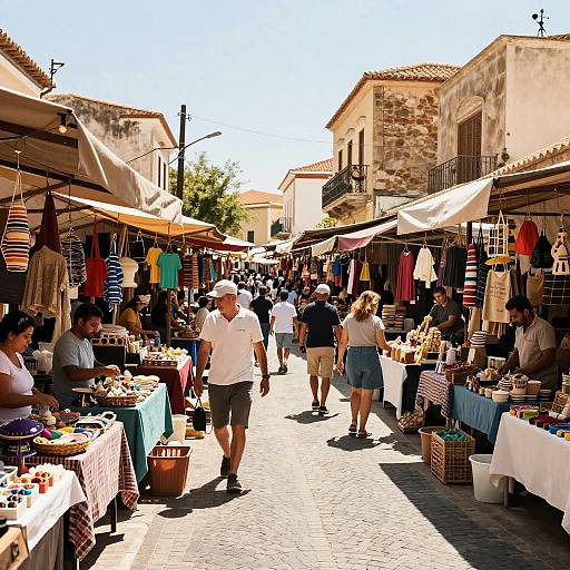 Lively Mediterranean Marketplace Aerial View