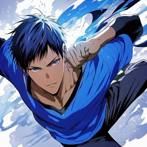 Illustration of Aomine daiki, kuroko no basuke in the style of Murata yuusuke