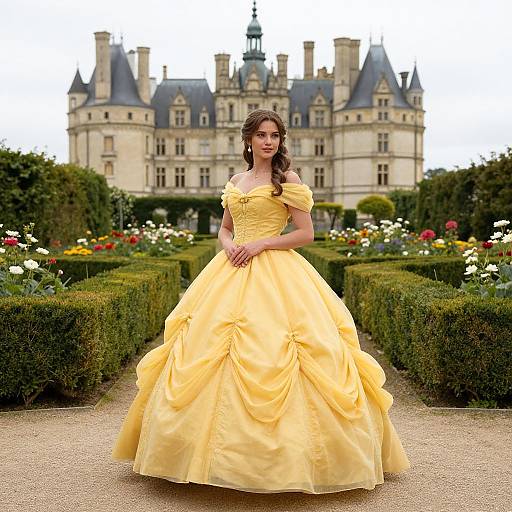 Elegant Belle-Style Portrait in Castle Garden