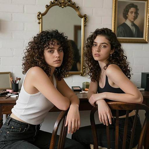 Intimate Scene of Two Women in Reflection