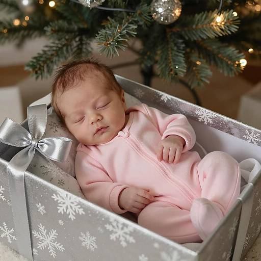 Newborn Baby in Holiday Gift Box