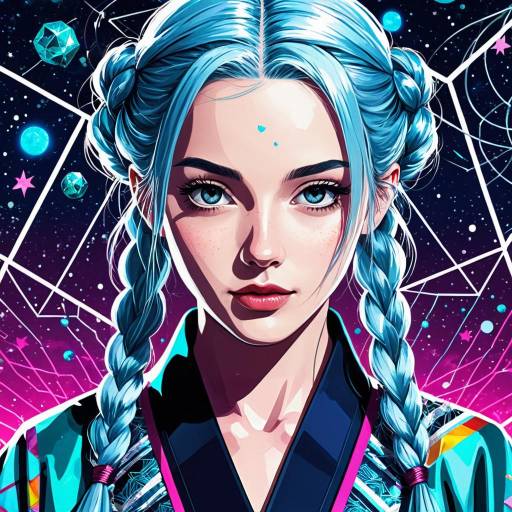 Futuristic Anime Portrait with Starry Background