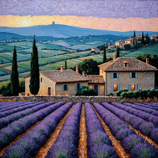 Impressionist Tuscany Lavender Fields