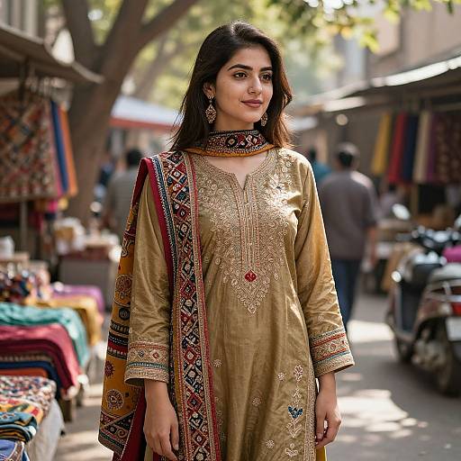 Young Woman in Vibrant Traditional Kameez