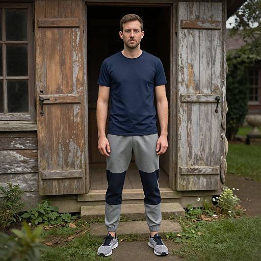 Stylish Man in Historic Courtyard