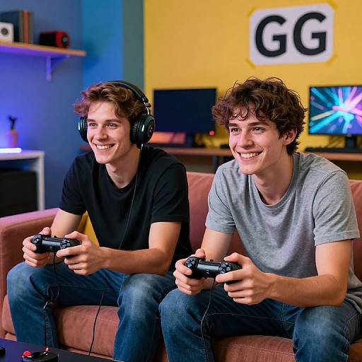 Competitive Gaming Friends in Action