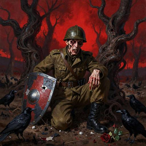 Grotesque Surreal Battlefield Scene