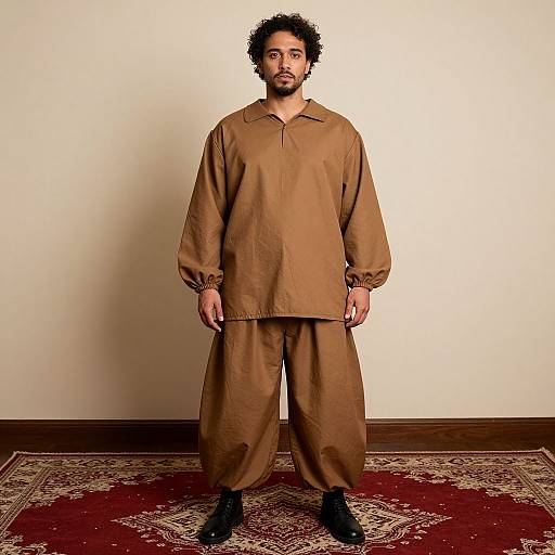 Man in Baggy Brown Outfit