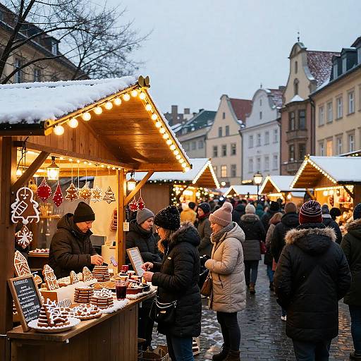 Festive Christmas Market at Dusk