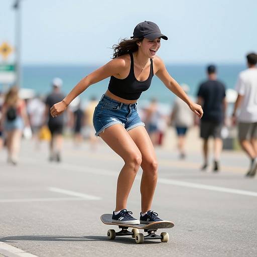 Skater Riding Oceanfront Pier