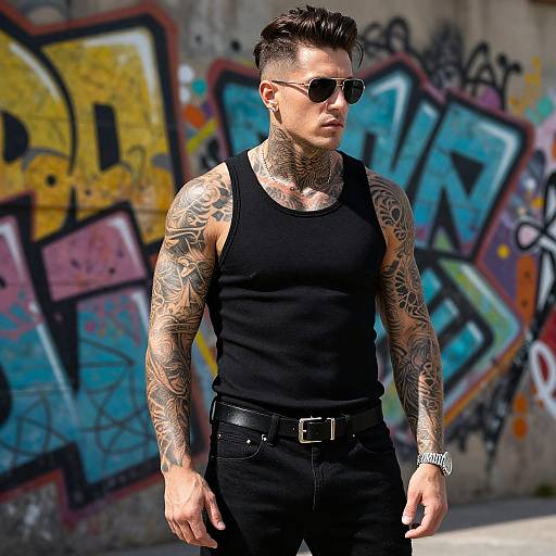 Tattooed Male Model in Urban Streetwear