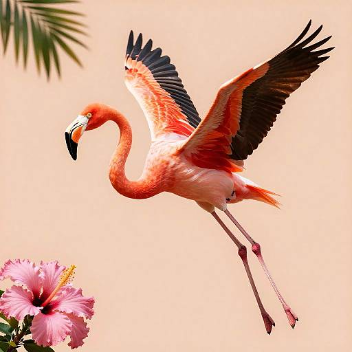 Colorful Flamingo in Flight