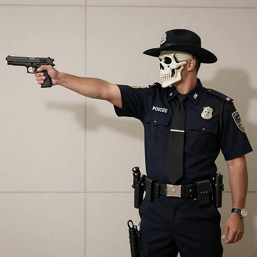 Skeleton-Faced Police Officer Photo