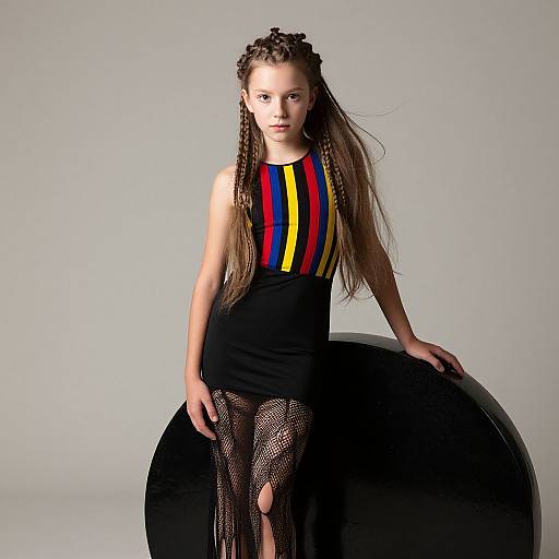 Elegant Girl with Braided Hair and Sphere