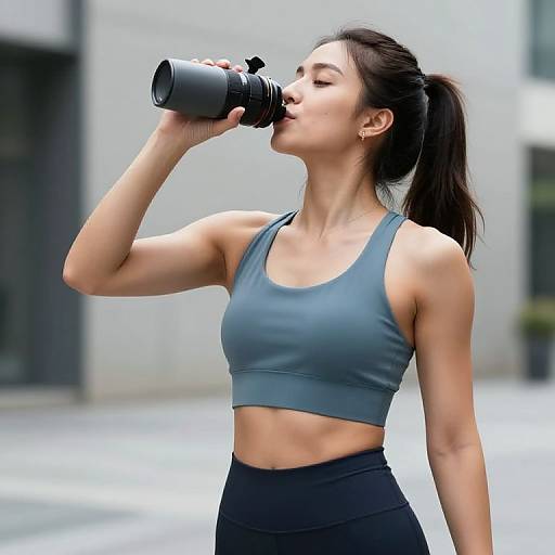 Fitness Girl Hydrating in Urban Summer