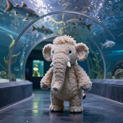 Sewing Doll in Underwater Aquarium Setting