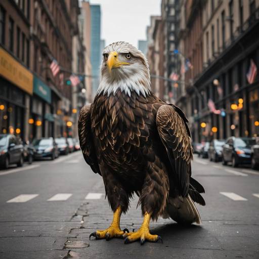 Majestic Eagle in Vibrant City Scene Majestic Eagle in Vibrant City Scene
