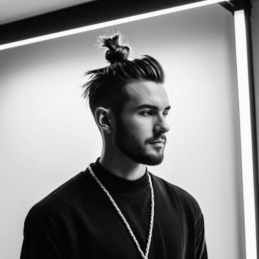 Bold Male Model with Top Knot Style