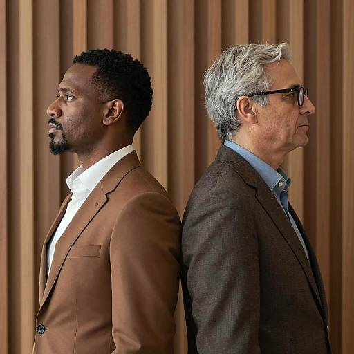 Two Men Standing Back to Back in Profile