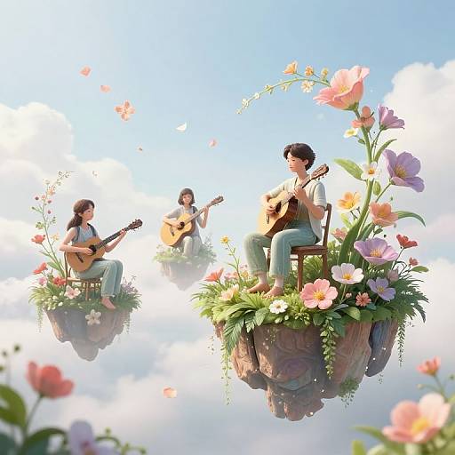 Musicians on Ethereal Floating Islands