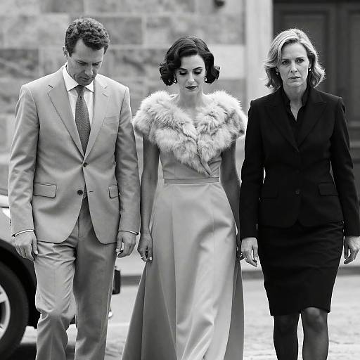 Elegant Outdoor Black-and-White Portrait