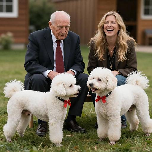 Joyful Moment with Poodles in Nature