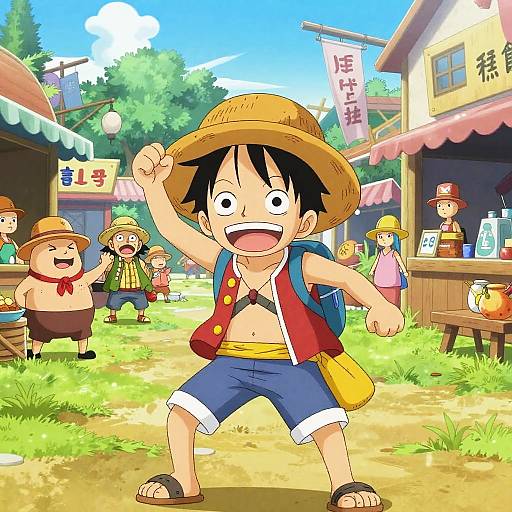 Energetic Kid Exploring Vibrant Anime Market